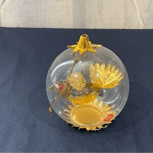 Vintage Resl Lenz West Germany 3D Gold Foil Bird with Red Eye Christmas Ornament